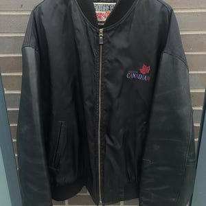 Vintage 90s Molson Canadian Varsity Jacket / Leather Sleeves Coat / Fall Outerwear / Letterman / Streetwear / Embroidered / Beer / Alcohol