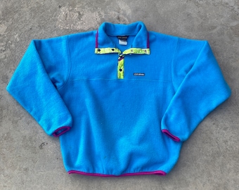 Kolorowy neonowy niebieski sweter z lat 80. z zamkiem błyskawicznym / Louis Garneau / Wyprodukowano w Kanadzie / Sweter z lat 80. / Odzież uliczna / Bluza z napami T / Pusty polar