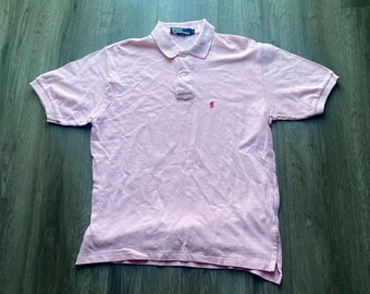 chemise de golf rose Polo Ralph Lauren vintage des années 90 / polo rose clair / vieil argent / polo rétro / vintage des années 1990 / Ralph Lauren / manches courtes de golf