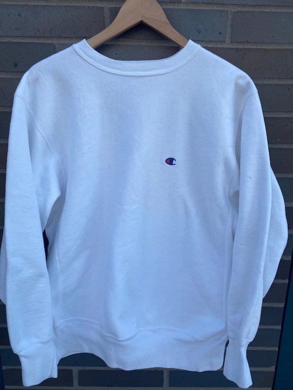Vintage 90s Blank White Champion Sweatshirt / Vintage Pullover