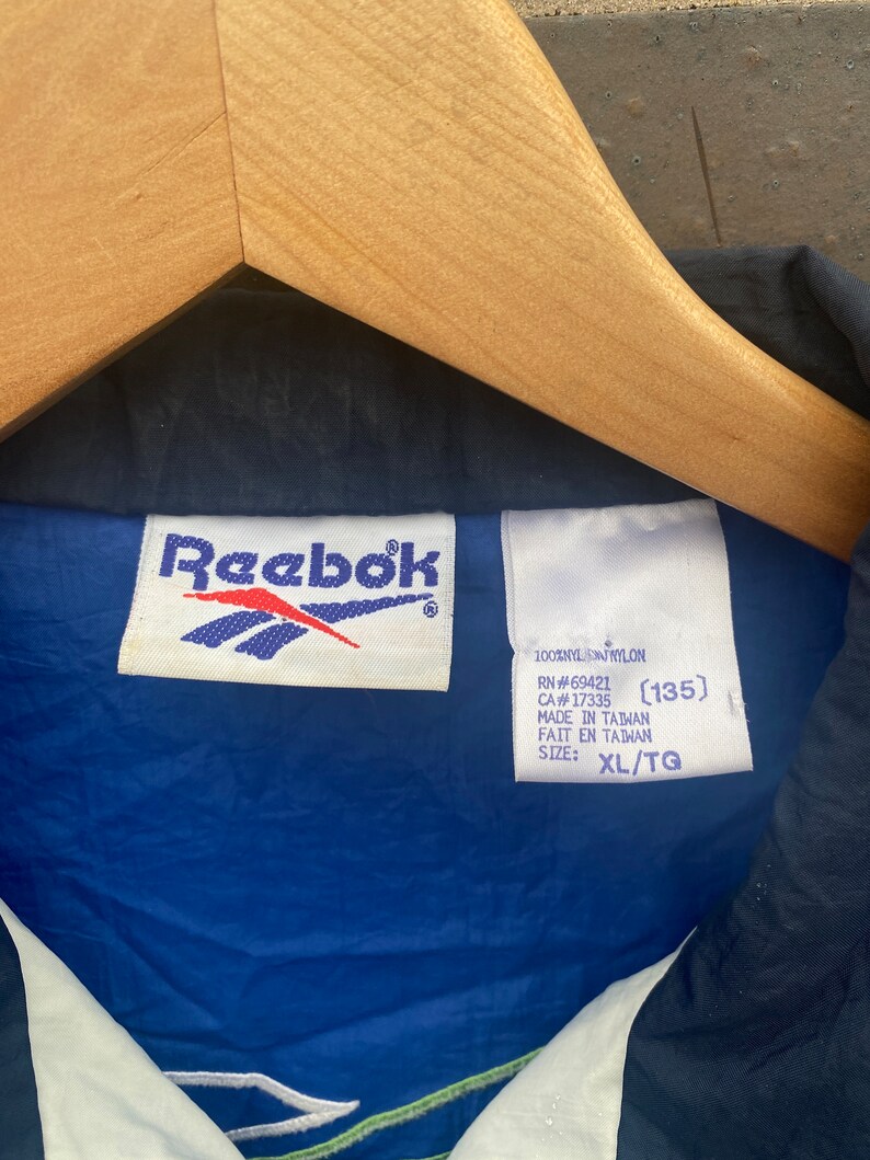 90s Reebok Tag Vintage 90s Reebok Full Zip Windbreaker Jacket / Retro Track Jacket ...