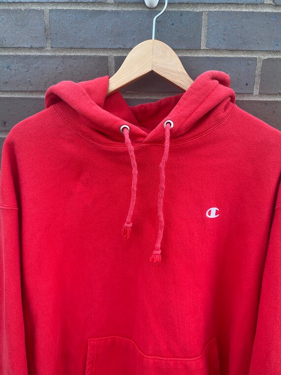 Vintage 90s Champion Embroidered Red Sweatshirt /… - image 3