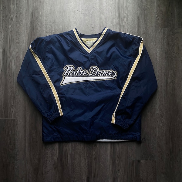 Veste coupe-vent vintage des années 90 Notre-Dame / Pull brodé / Veste NCAA / Vêtements de sport / Fighting Irish / Collège des années 1990