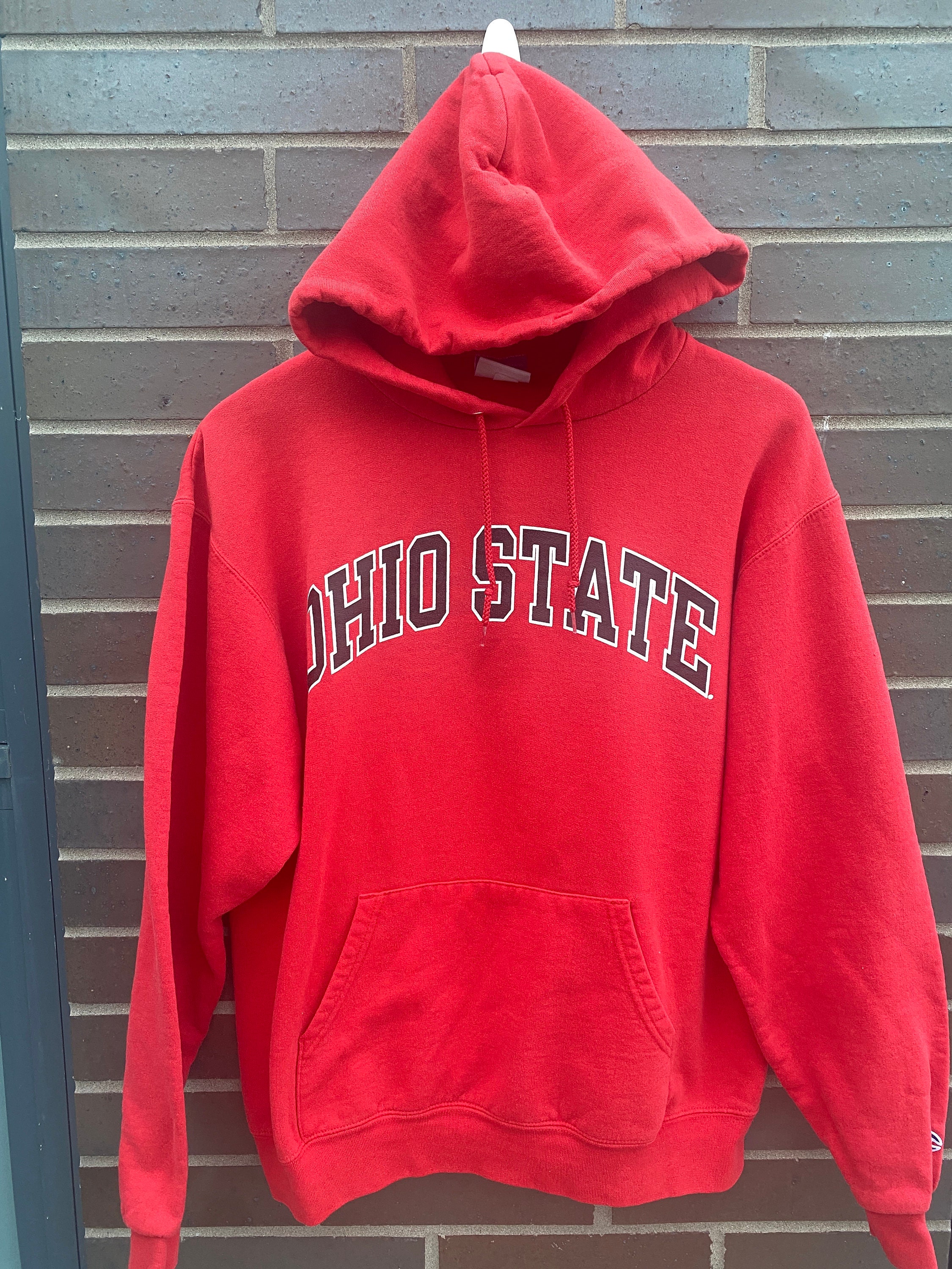 Varsity Authentic apparel Ohio State OSU M embroidered full zip Red Hoodie