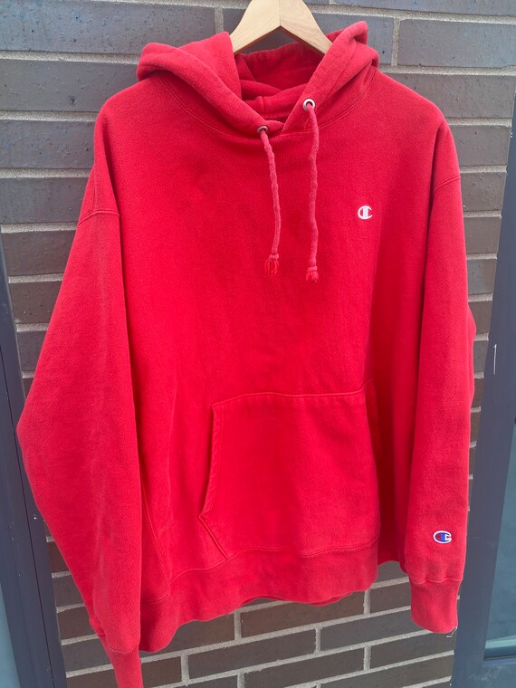 Vintage 90s Champion Embroidered Red Sweatshirt /… - image 8