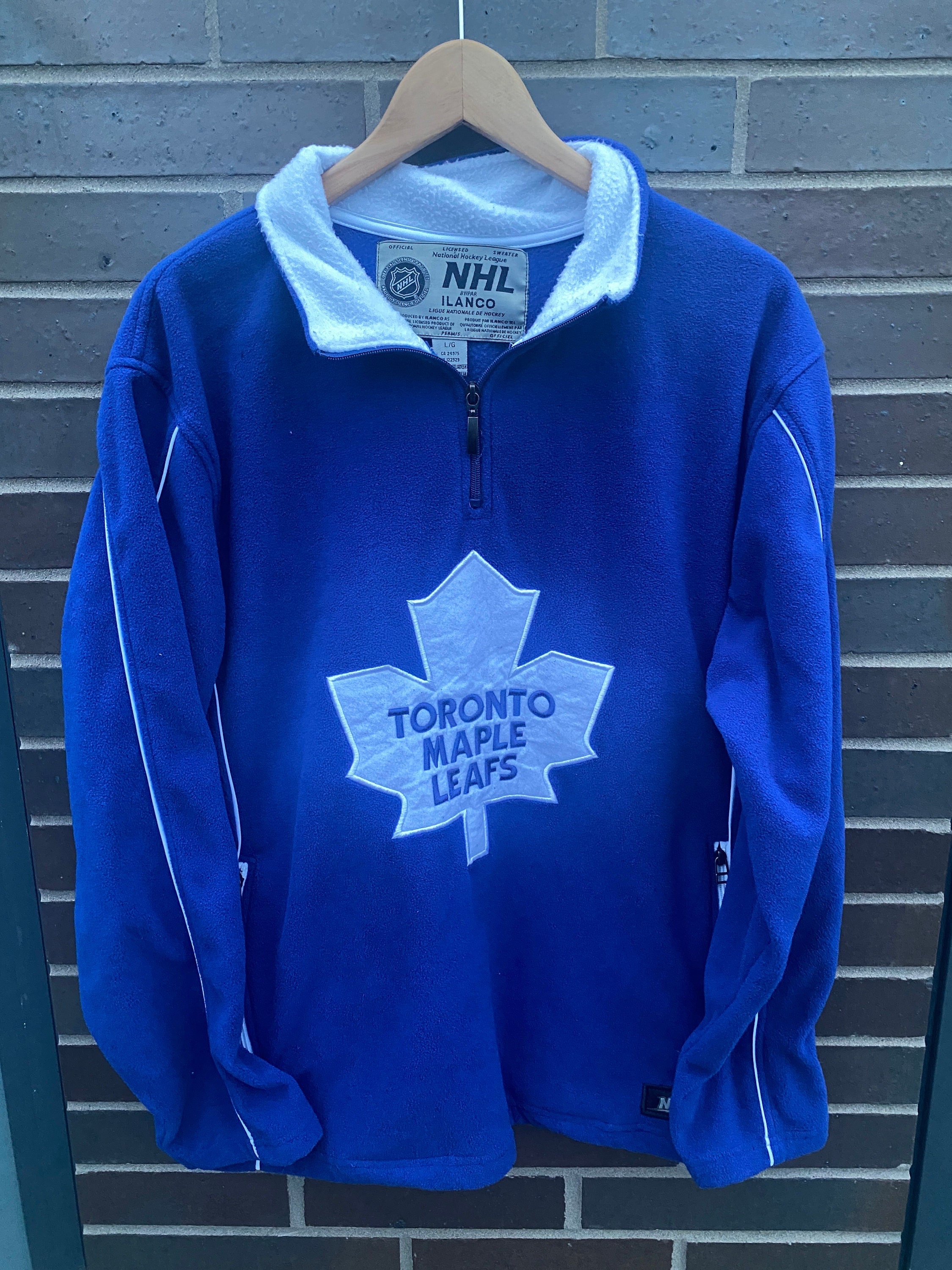 Men's Antigua Heather Royal Toronto Maple Leafs Saga Pullover Hoodie Size: Medium