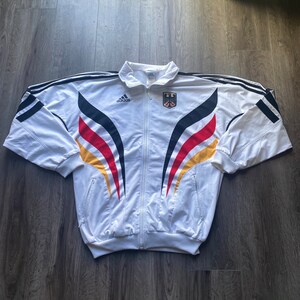 Vintage 90er Jahre Deutschland Aufwärmjacke / Adidas Trainingsjacke / Aufwärmjacke / 90er Fußball / WM 1998