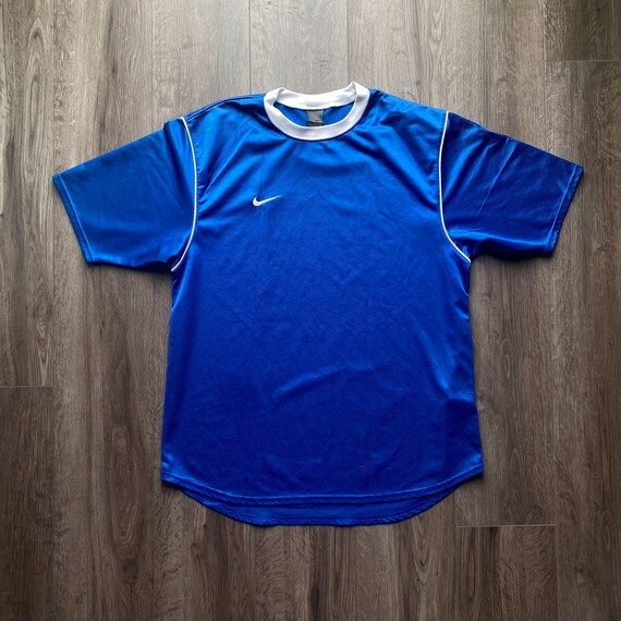 Vintage Y2K Nike Swoosh Graphic Soccer Jersey / 2000s Silver Tag