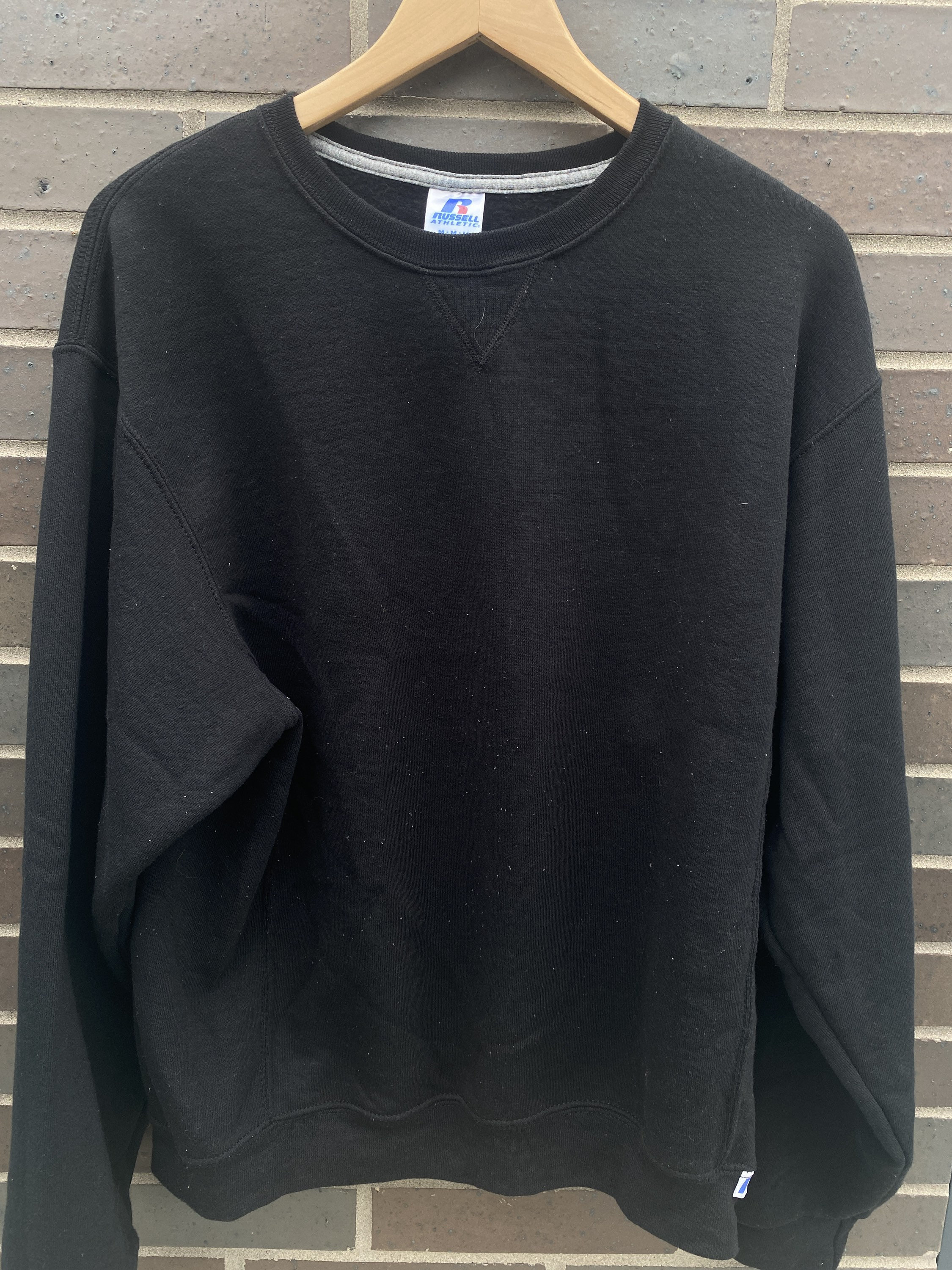Vintage 90s Russell Athletic Blank Black Crewneck Sweatshirt 90s