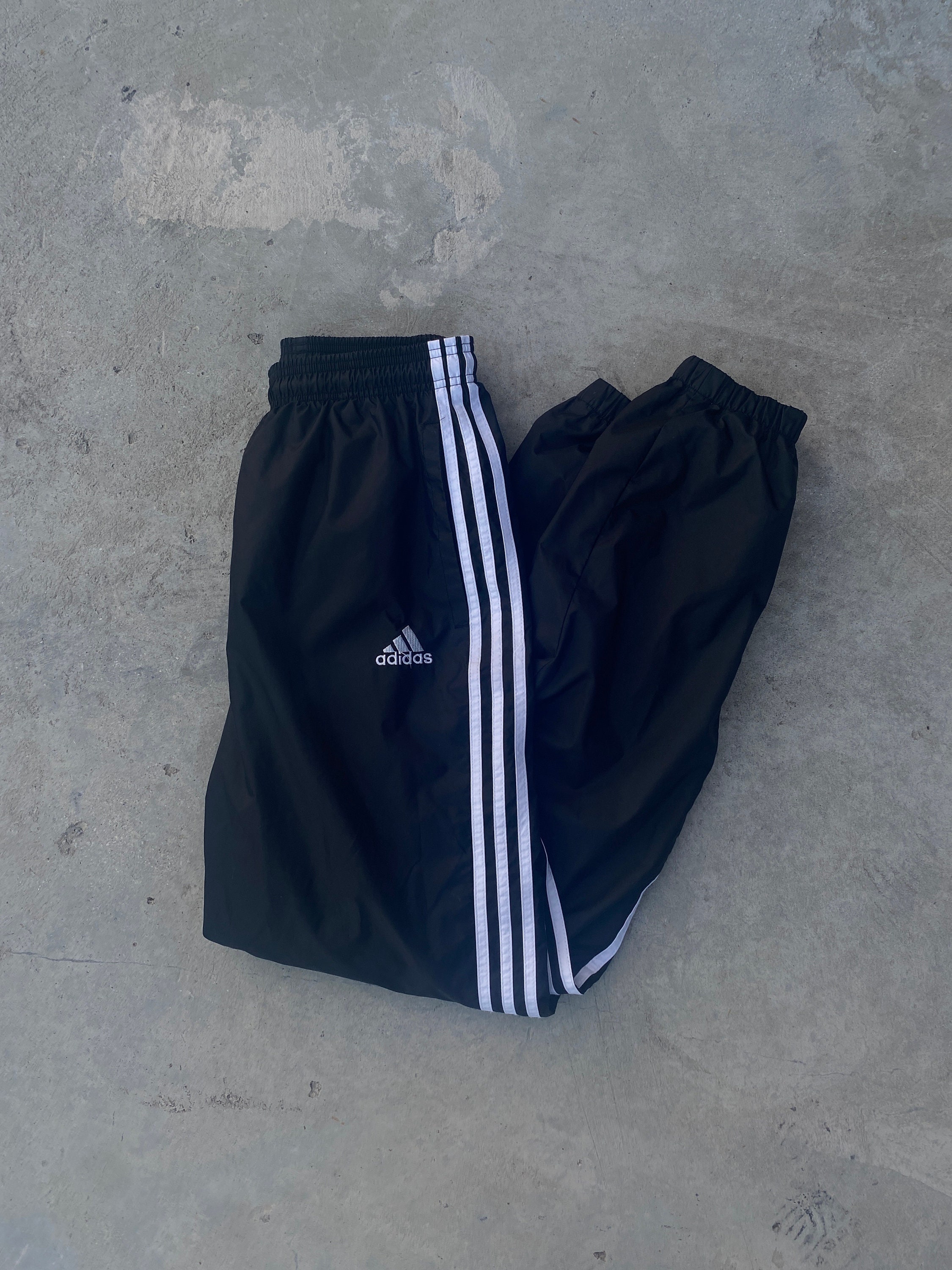 VINTAGE 90s Adidas Adibreak Tear Away Track Pants Black White Embroidered  sz L  eBay