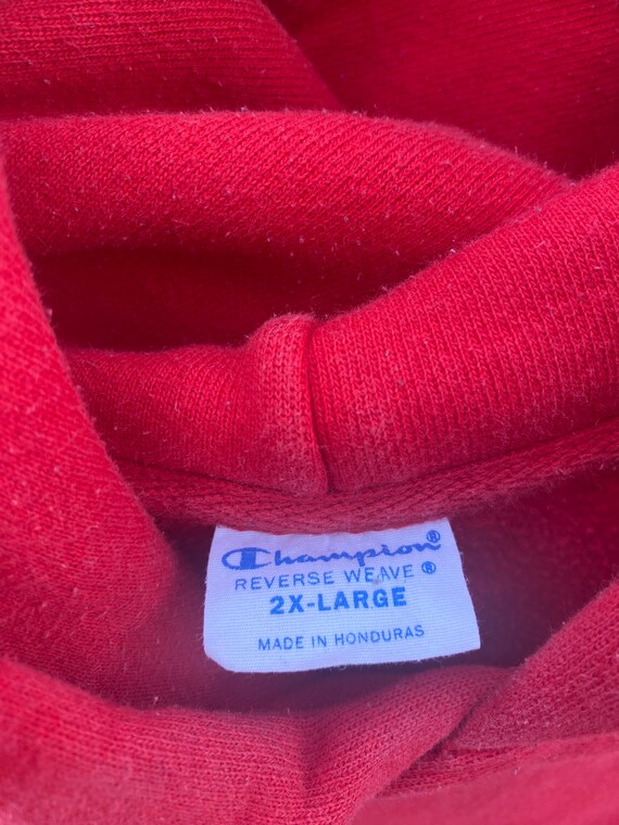 Vintage 90s Champion Embroidered Red Sweatshirt /… - image 5