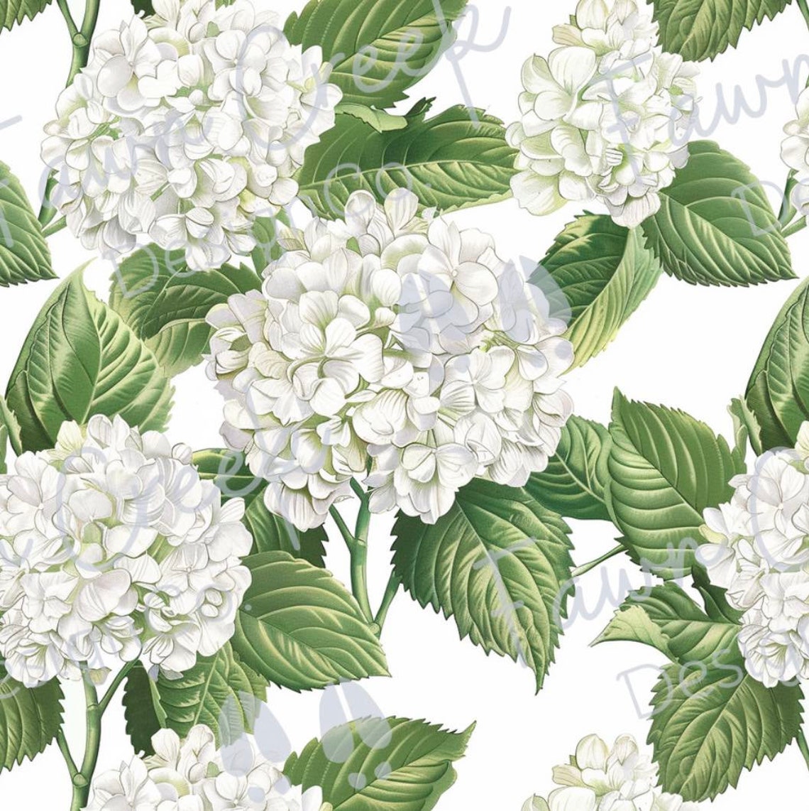 Hydrangea File White Hydrangeas Floral Seamless Design File - Etsy
