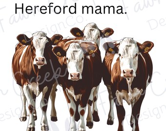 Hereford Mama Cattle Farmer Digital Design PNG