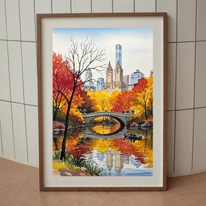 Watercolor USA Central Park Digital Print, Central Park Print, Nyc Central Park, Nyc Digital Art, New York Painting, Central Park, Walldecor