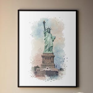 Watercolor Statue of Liberty Digital Art, Statue of Liberty Art, New York City Photo, New York Statue, Lady Liberty, Liberty Statue, Nyc Art