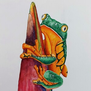 Cute Frog Watercolor Painting, Original Frog Art, Frog Illustration, Whimsical Frog Wall Art, Animal Watercolor, Nature-Inspired Frog Decor