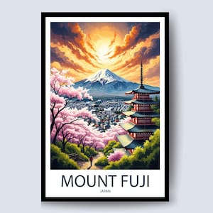 Watercolor Mount Fuji Print: Japanese Travel Poster (Digital Download)