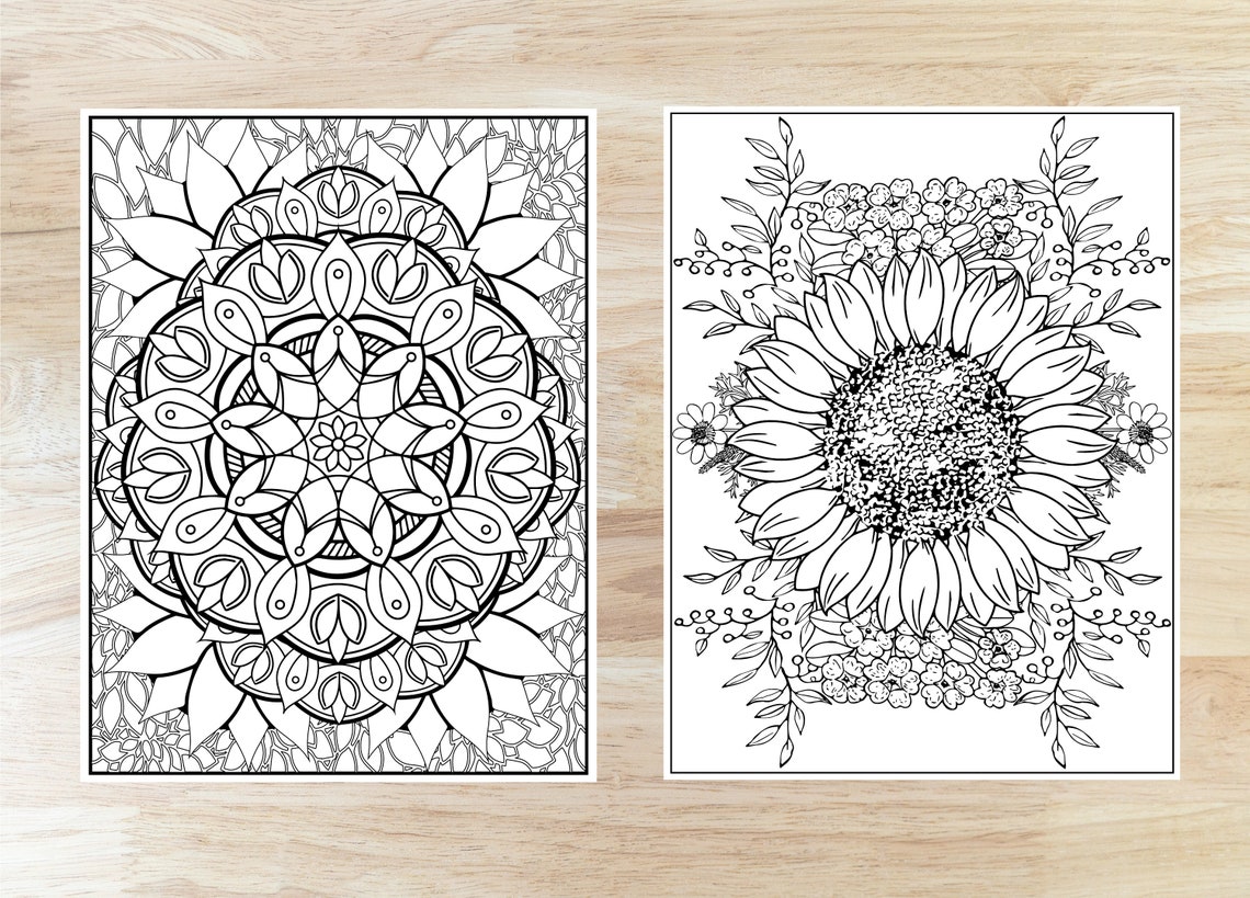 Adult Coloring Pages Digital Download, Coloring Pages Flowers, Mandala ...