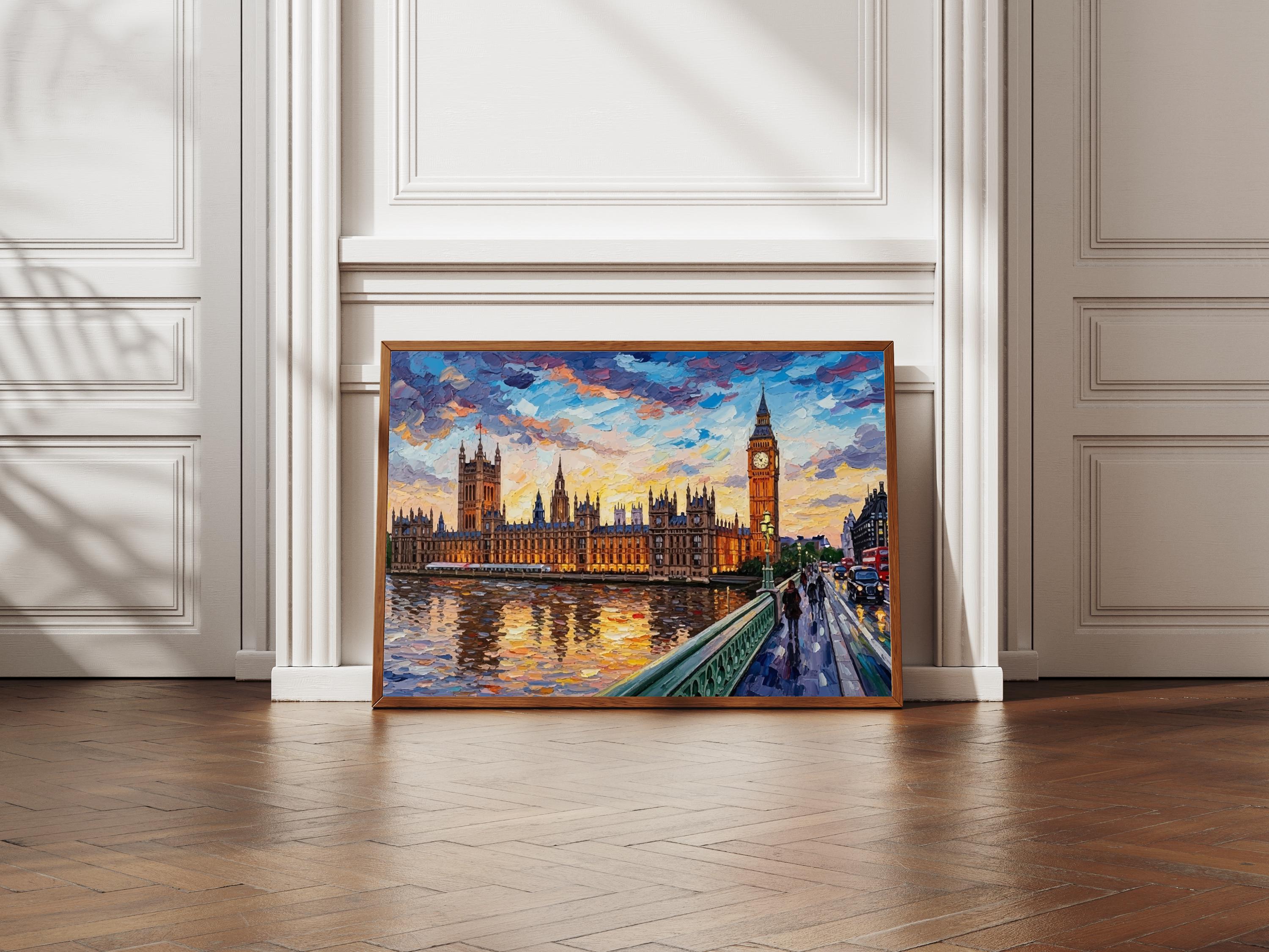 Big Ben London Wall Art | Westminster Cityscape Oil Paint Textured