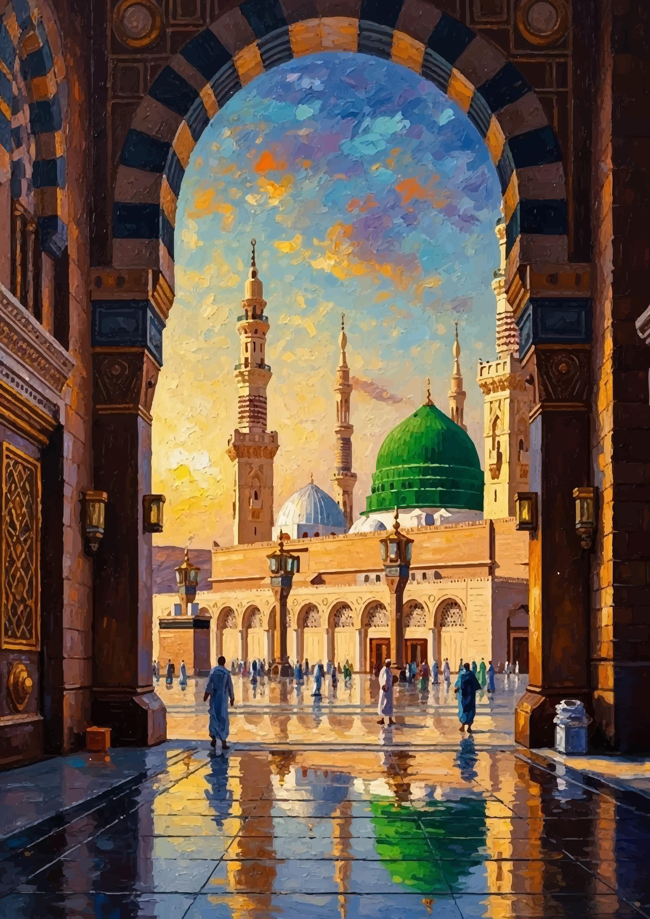 Masjid An-nabawi Travel Poster | Green Dome Medina Digital