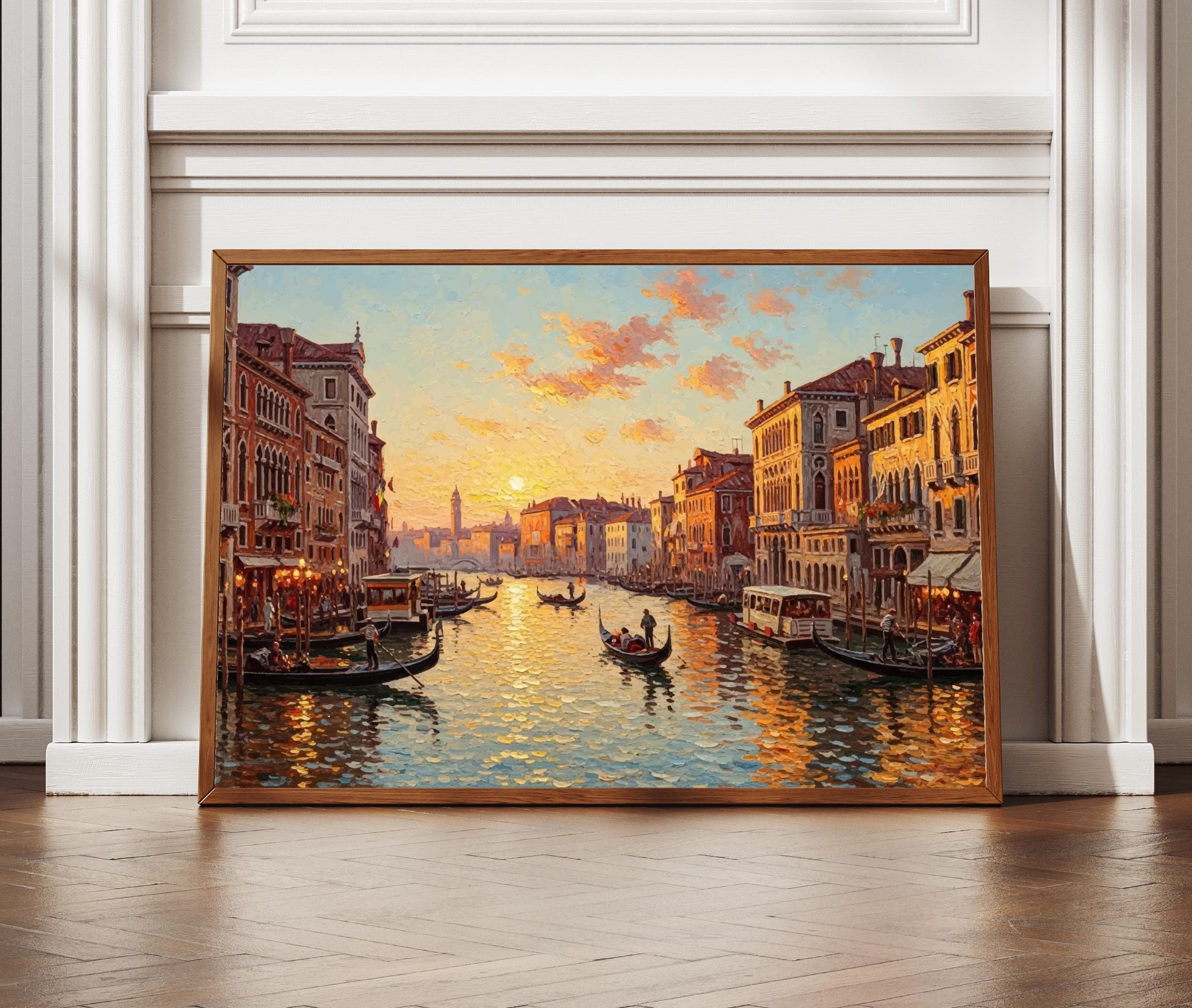 ベネチア運河風景 油彩風 ゴンドラ 額装 ヨーロッパ風景画 インテリア #111 il_fullxfull.7530367120_2iel.jpg