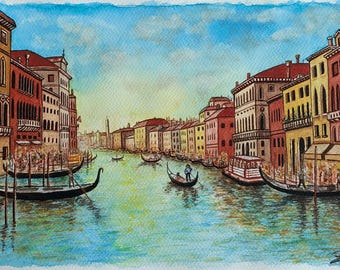 Venice Gondola Watercolor Painting | Handmade Italian Cityscape Art (A4)