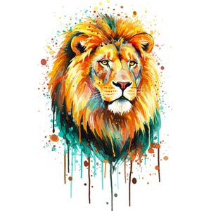 Watercolor Printable Lion Portrait Print, Lion Painting, Lion Watercolor, Lion Artwork, Lion Face, Watercolor Lion Print, Watercolor Lion