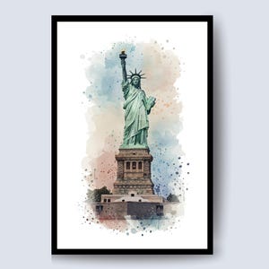 Watercolor Statue of Liberty Digital Art, Statue of Liberty Art, New York City Photo, New York Statue, Lady Liberty, Liberty Statue, Nyc Art