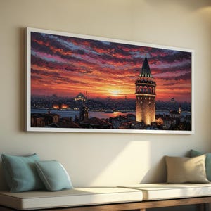 Galata Tower Istanbul Panoramic Print | Moody Cityscape (Digital Download)