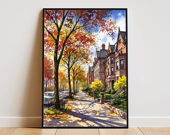 Plakat podróżniczy „Okolice Lincoln Park” | Wystrój Chicago | Cyfrowy wydruk akwarelowy | Lokalna sztuka ścienna Chicago | Prezent dla mieszkańców North Side