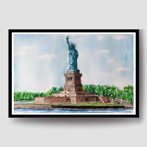 Statue of Liberty Watercolor Art, Statue of Liberty, Statue of Liberty Clip Art, Fine Art America, Watercolor Memorial Painting, Landscape