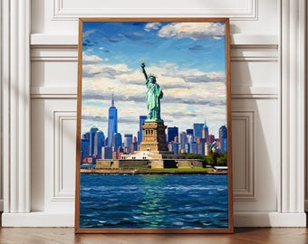 Vrijheidsbeeld schilderij, New York City Art Print, NYC Wall Art, reisposter