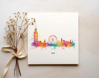 Aquarell London Skyline Kunstdruck: Big Ben, England (Digitaler Download)