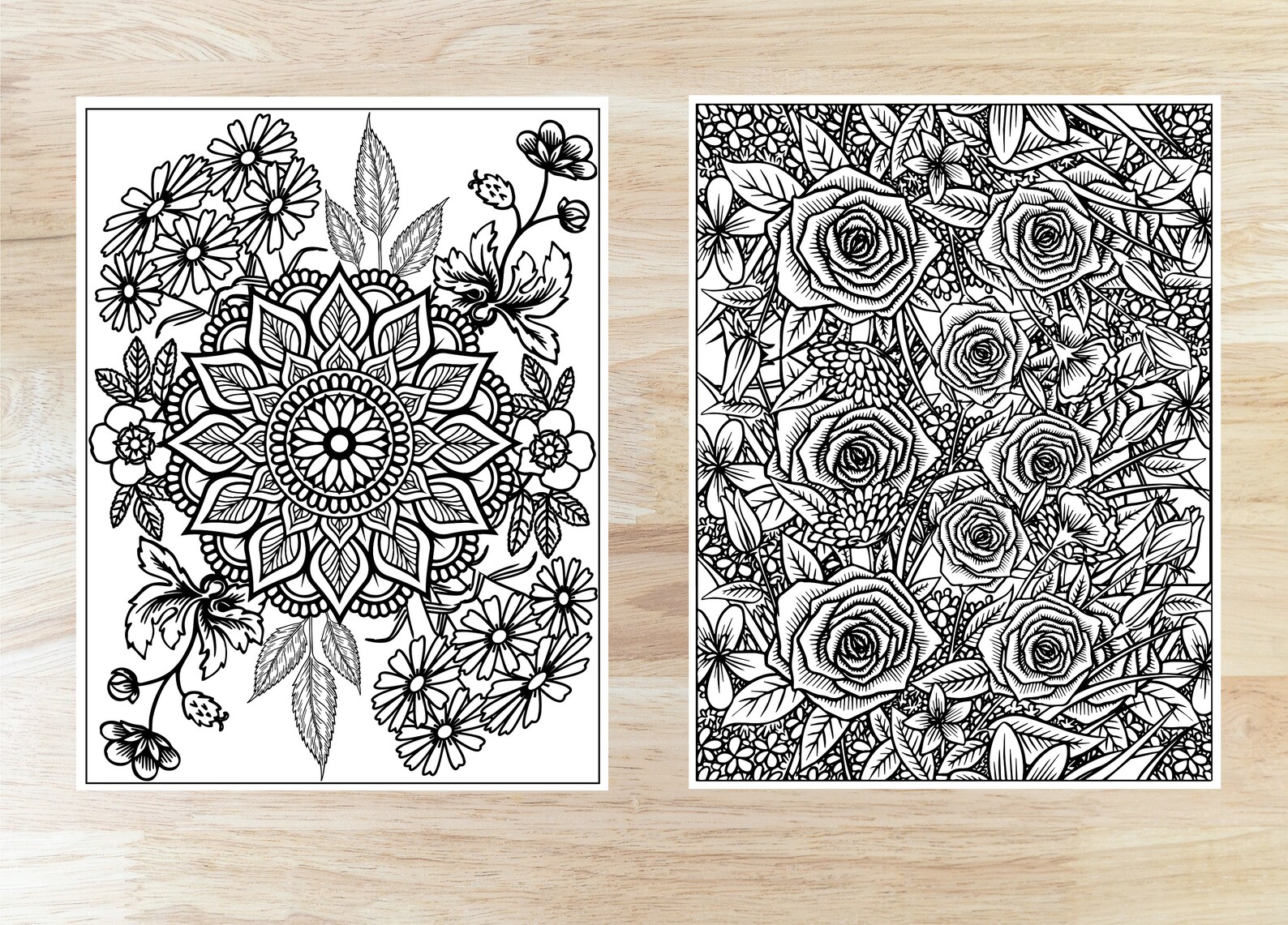 Adult Coloring Pages Digital Download, Coloring Pages Flowers, Mandala ...