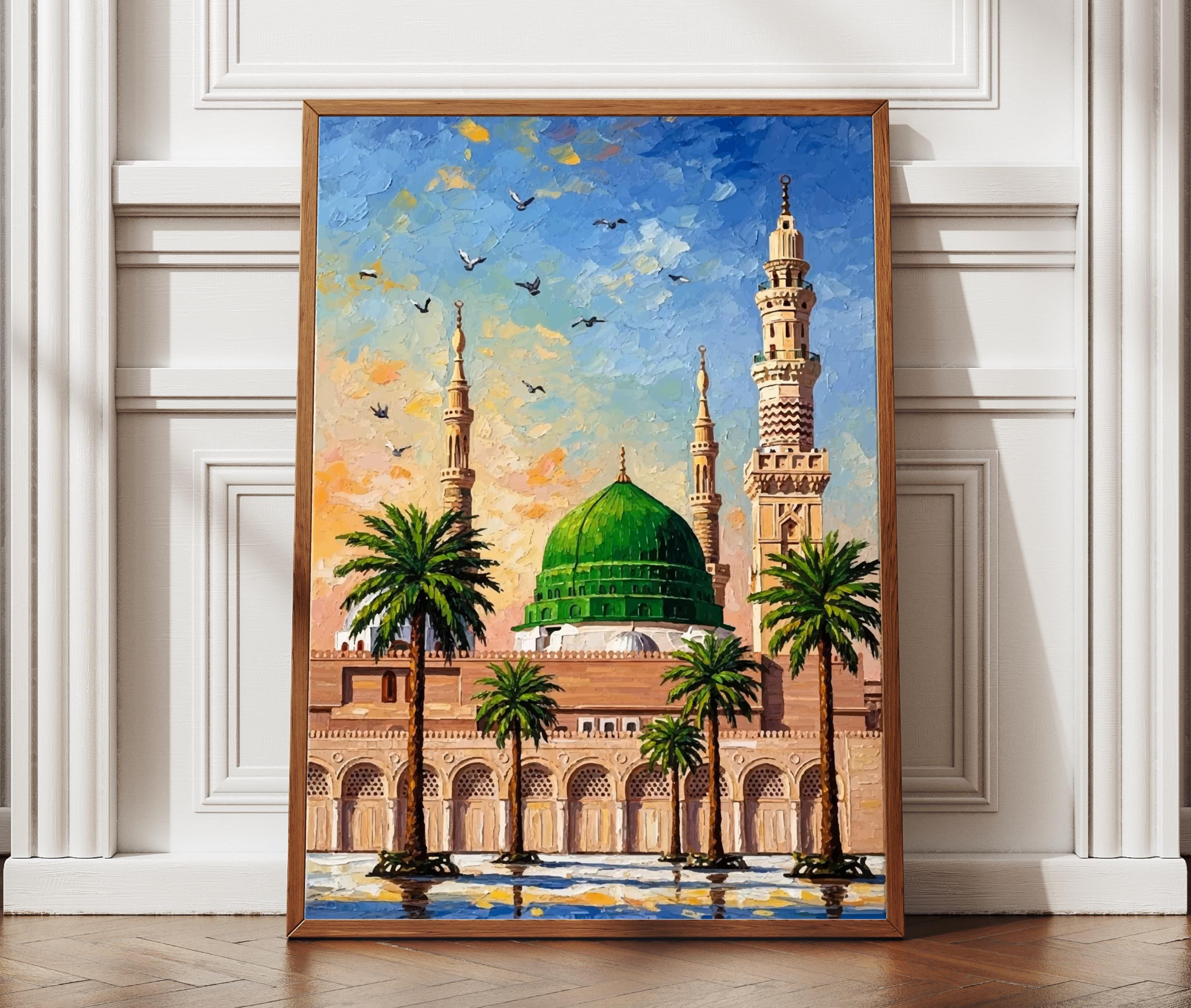 Masjid An-nabawi Wall Art | Green Dome Medina Digital Printing