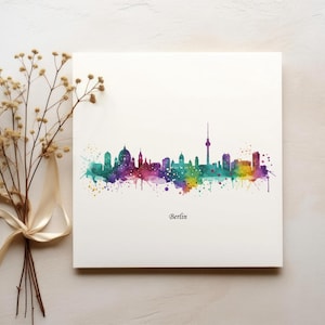 Watercolor City of Berlin Skyline Print Art, Berlin, Church Painting, Berlin Wall Art, Berlin Germany, Berlin Art, Germany Poster, Arte