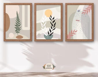 Boho Wall Art Prints Set of 3, Set of Three Wall Art, Trendy Wall Art Set of 3, Wall Art Prints Trendy Set of 3, Cool Minimalist Print, Boho
