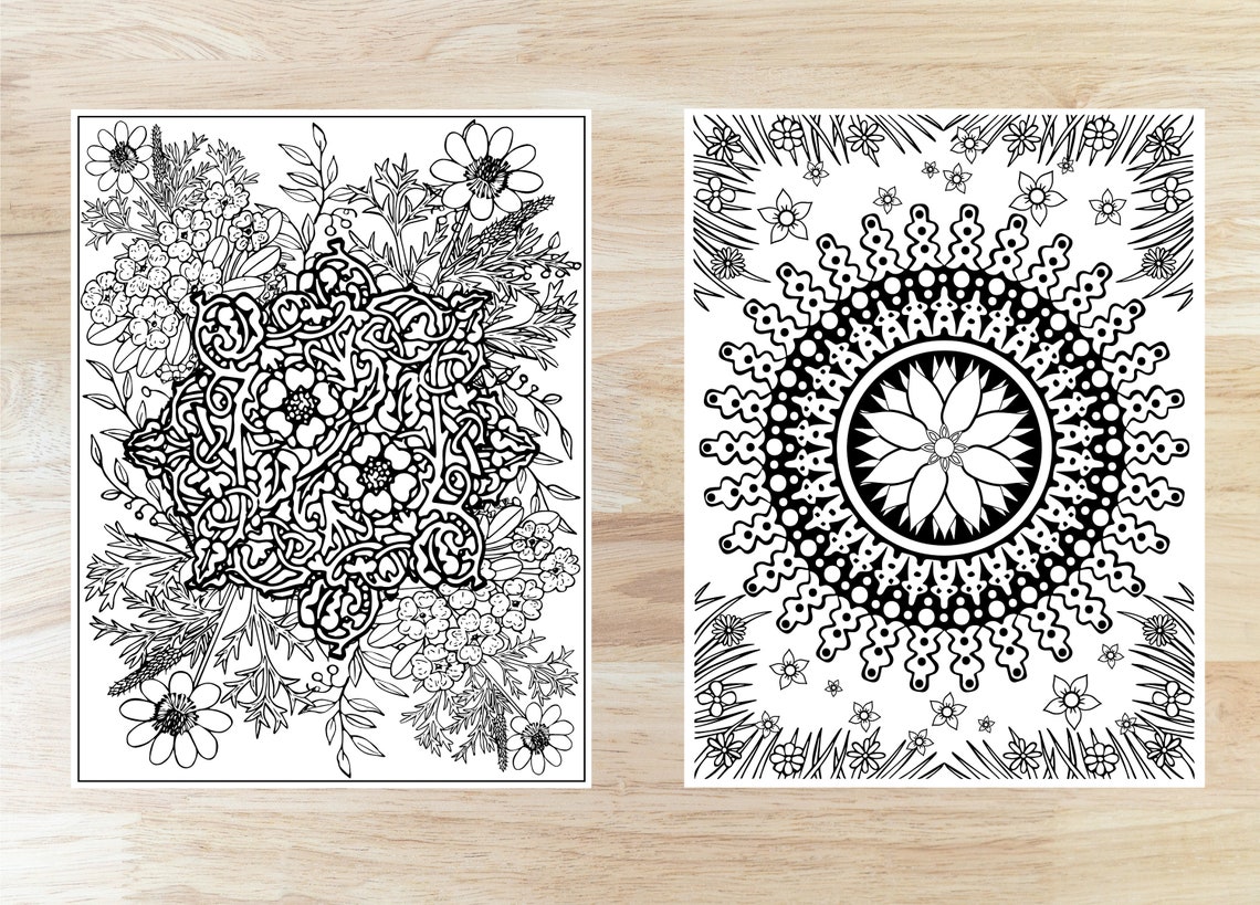 Adult Coloring Pages Digital Download, Coloring Pages Flowers, Mandala ...