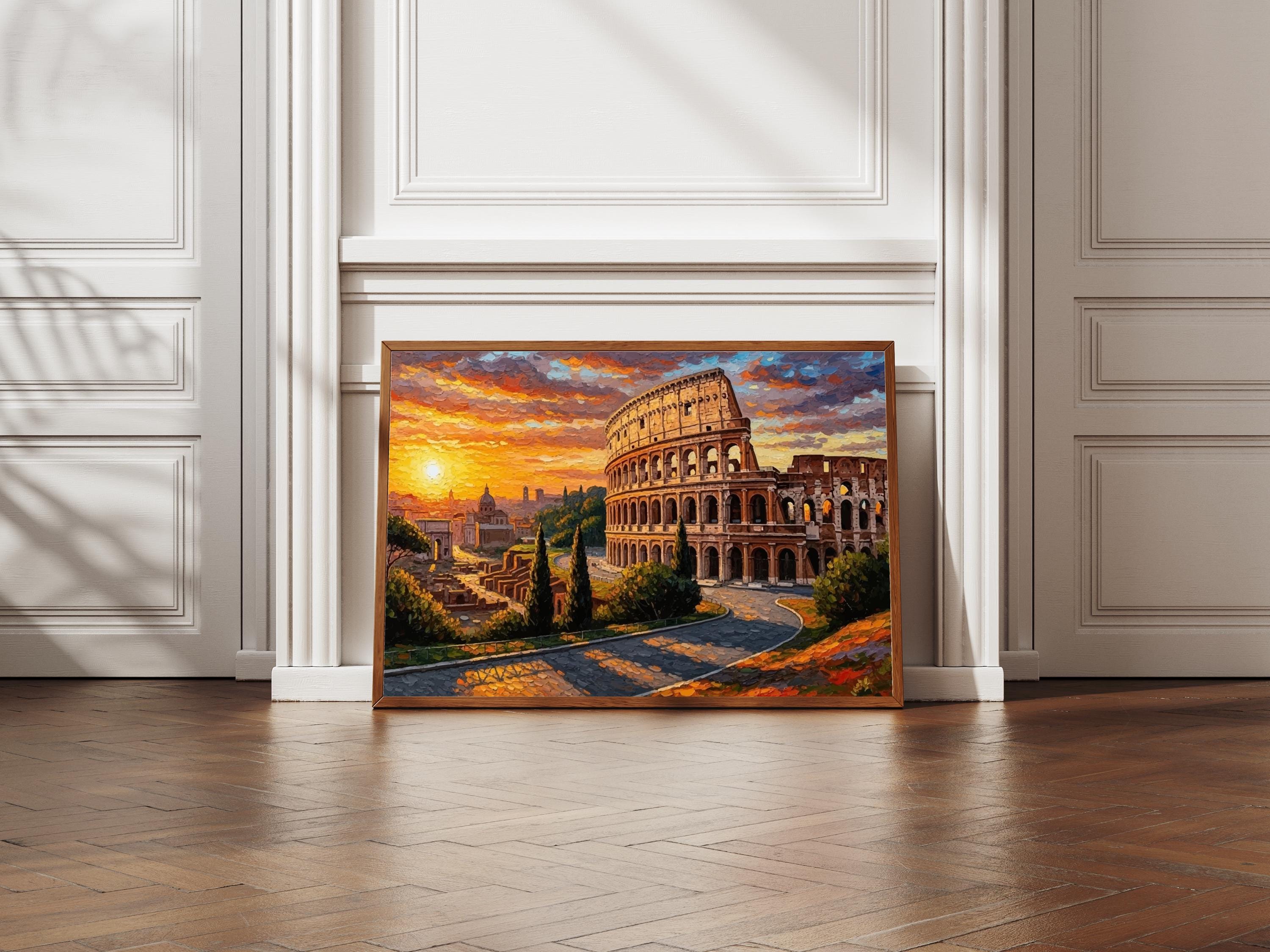 Rome Colosseum Wall Art | Italy Landmark Poster | Oil Painting