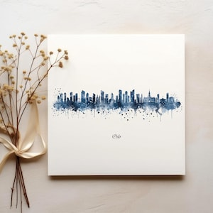 Watercolor Oslo Skyline Print: Norway City Silhouette (Digital Download