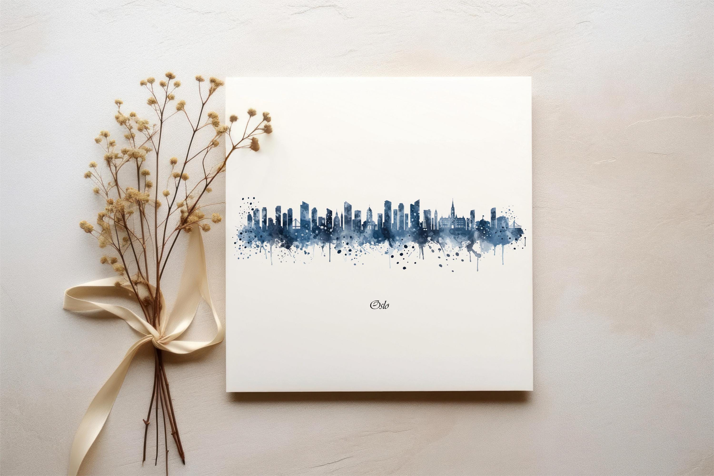 Watercolor Norway Oslo Skyline Print, Oslo Art, Oslo Print, Europe Cities, Oslo, Norway Art, City Silhouette, Europe Artwork, Arte, Norway