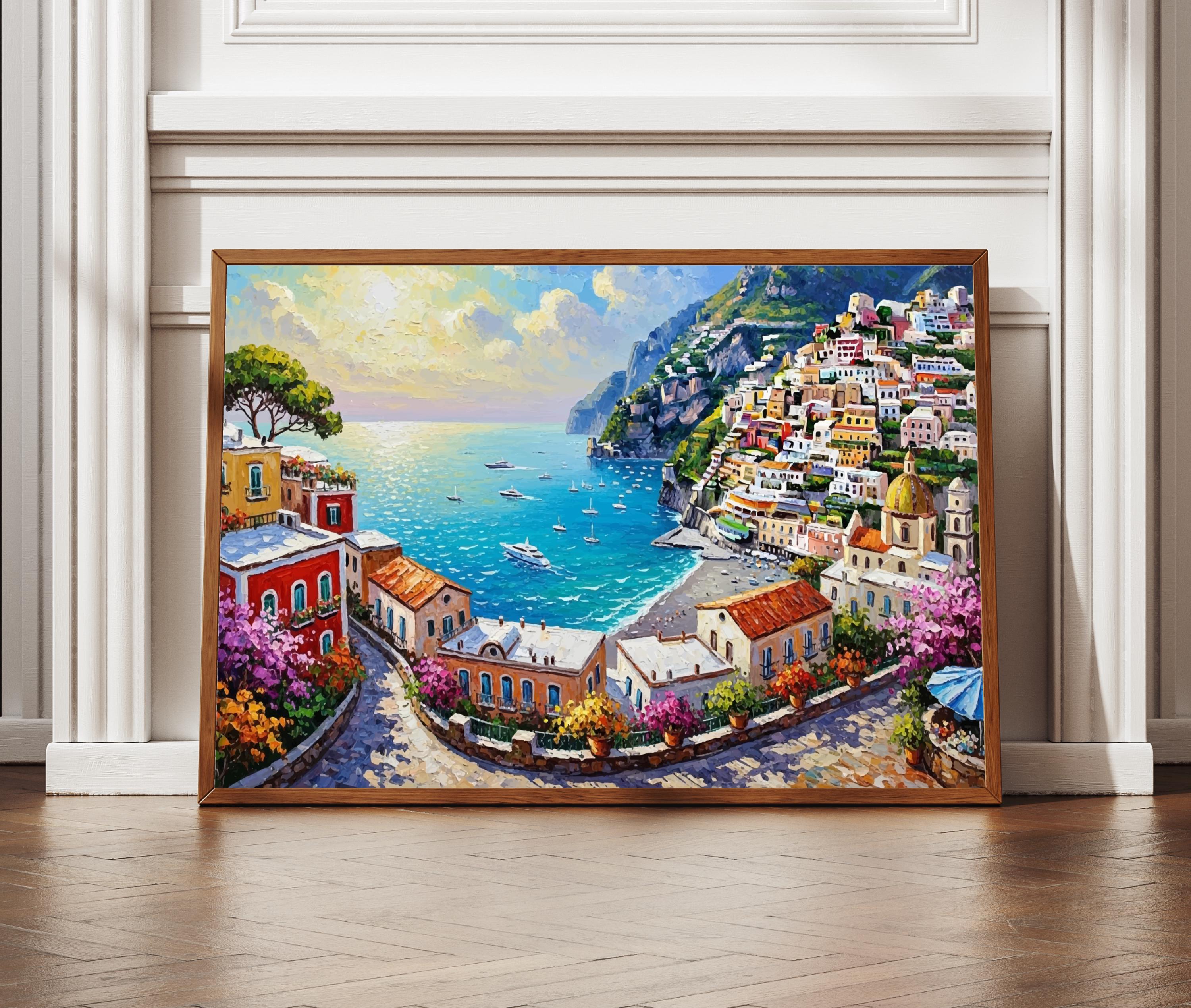 Positano Art Print | Colorful Amalfi Coast Italy Travel Poster
