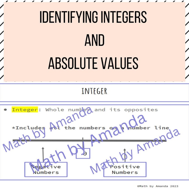 Identifying Integers and Absolute Values Notes and Jeopardy Etsy