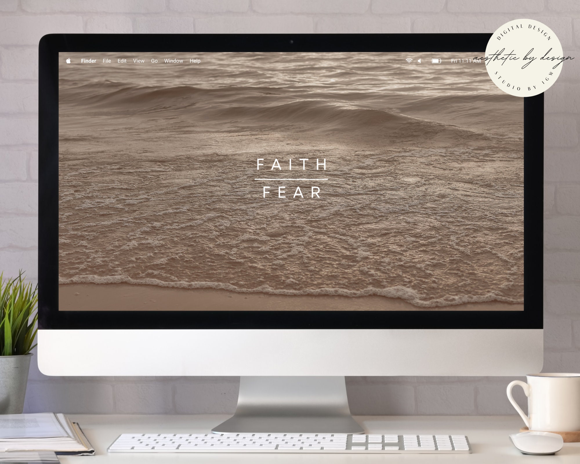 Faith Over Fear Desktop Wallpaper, Minimalist Aesthetic Wallpaper
