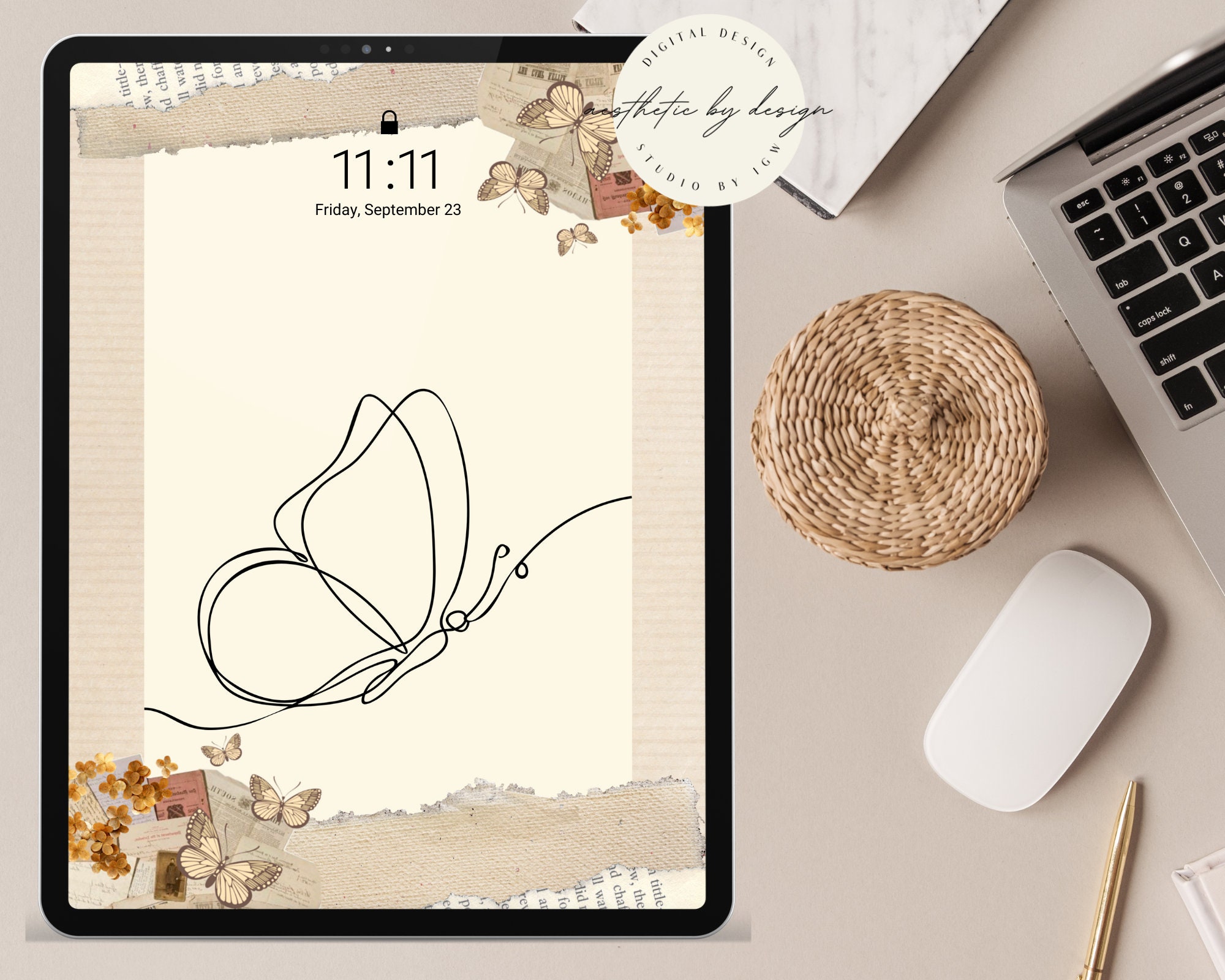 Digital Art  Collectibles Warm Beige Minimalistic iPad wallpaper Digital  wallpaper etnacompe