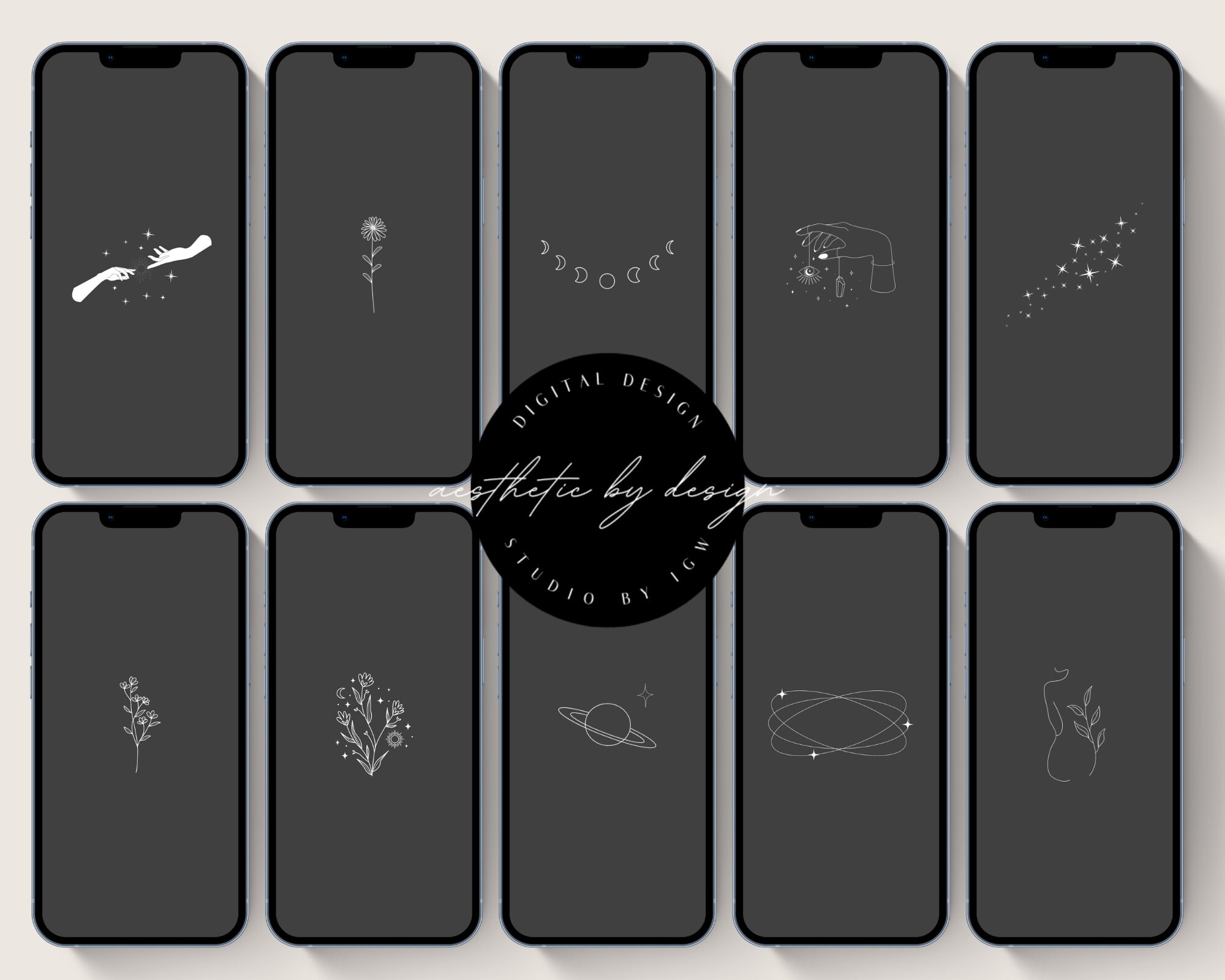Minimalist Aesthetic iPhone Wallpapers Set of 10 Boho iPhone - Etsy