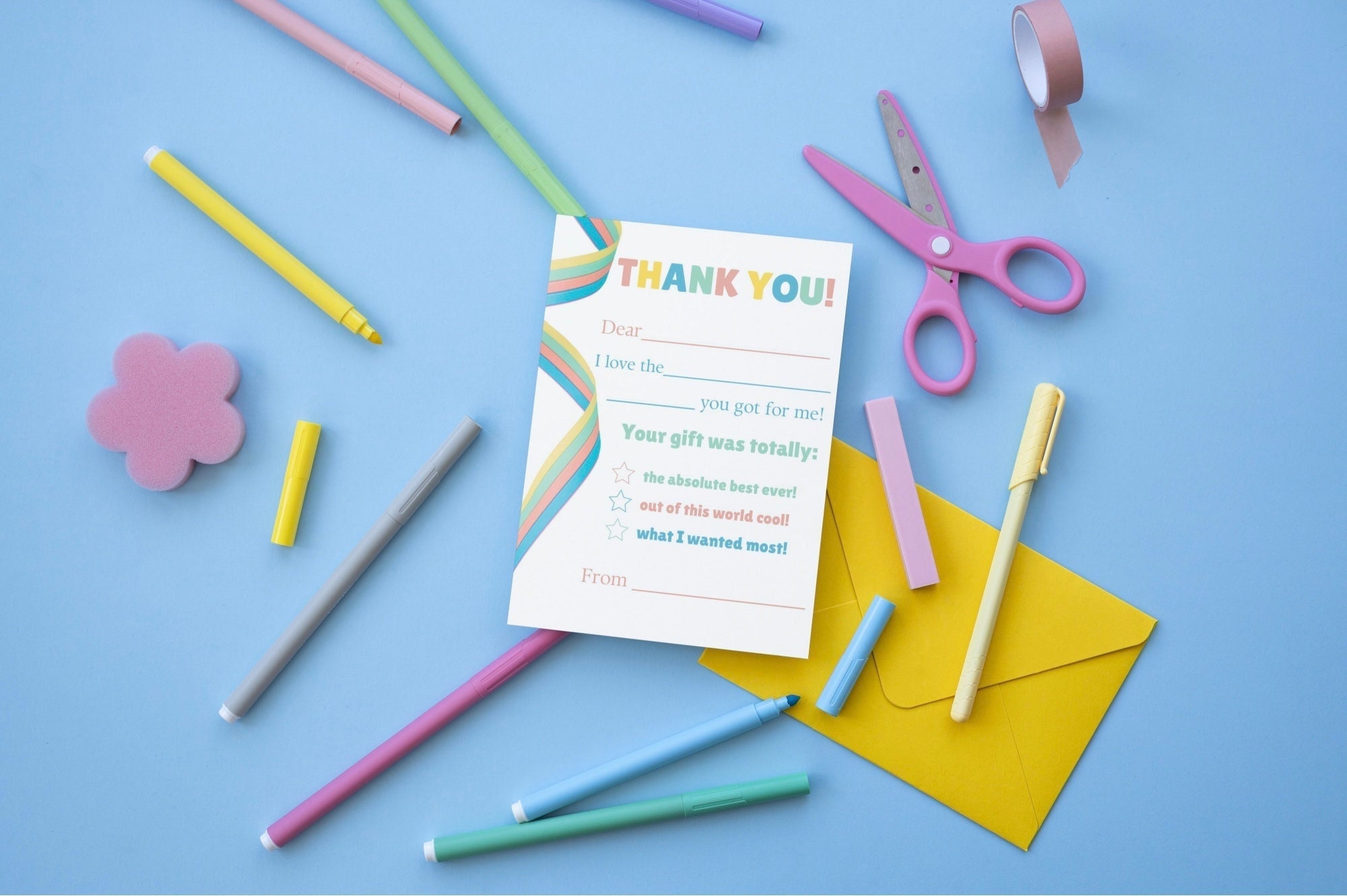 Printable Thank You Card for Kids Fill in the Blank for Kids - Etsy