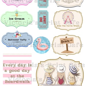 The Boardwalk, Ephemera, Summer,  Sea, Seashore,  Beach, Junk Journal,  Scrapbooking, Card making, Carnival, Cotton Candy, Sailing