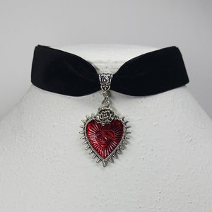 Gothic Herz Choker mit Rosen Anhänger