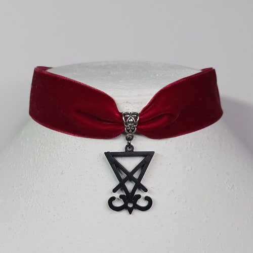 Lucifer Sigil Pendant Choker Black